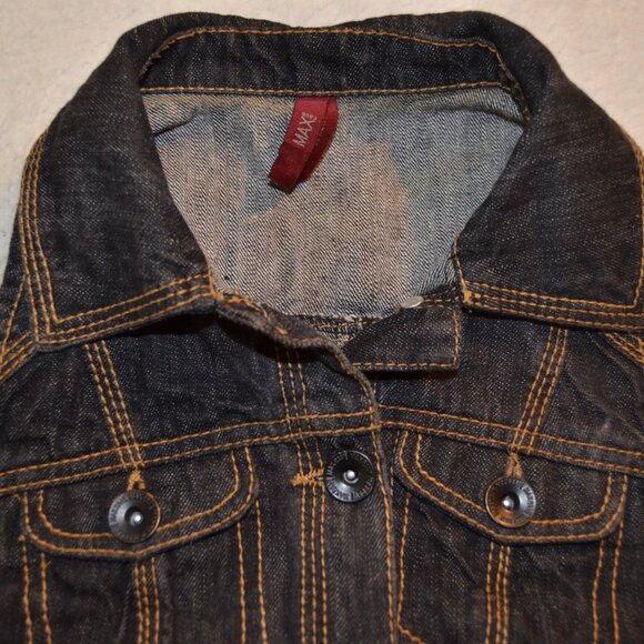 Max Rave dark denim crop vest with 4 pockets, shirt collar and racerback size S - Picture 4 of 13